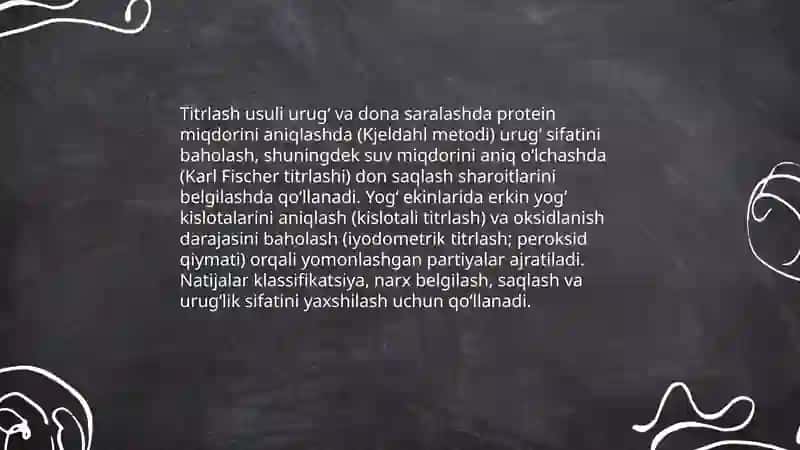Titrlash usulining xalq xojaligidagi ahamyati 4