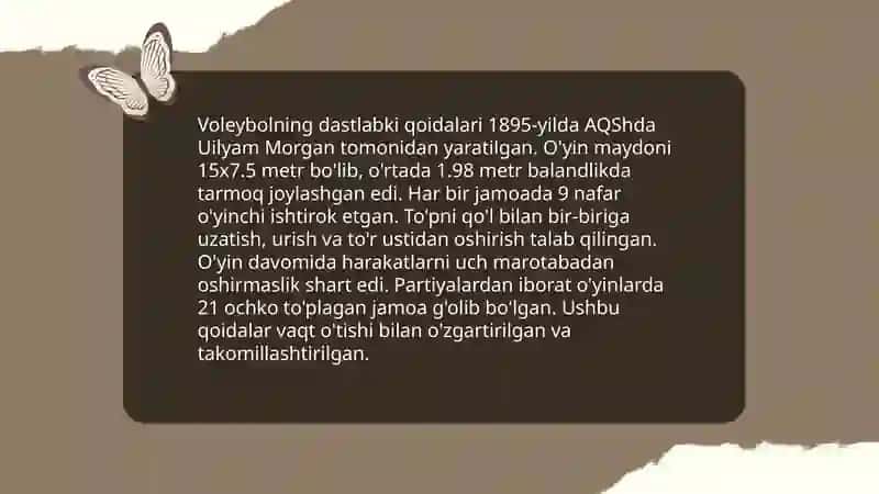Voleybol o‘yinning paydo bo‘lishi va rivojlanish tarixi 4