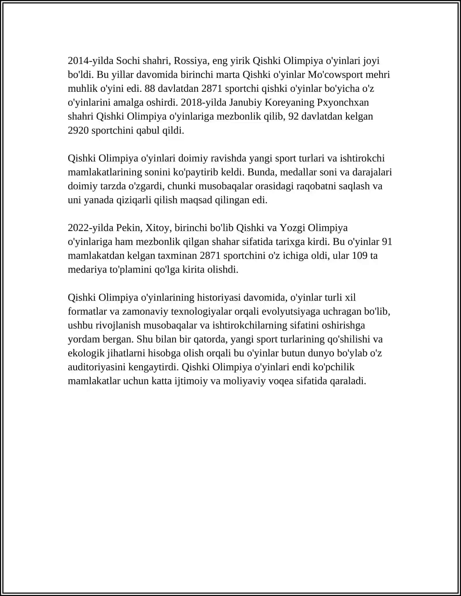 QISHKI ALIMPIYA OYINLARI 4