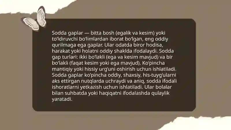 Sodda gapning ta'rifi va tasnifi 4