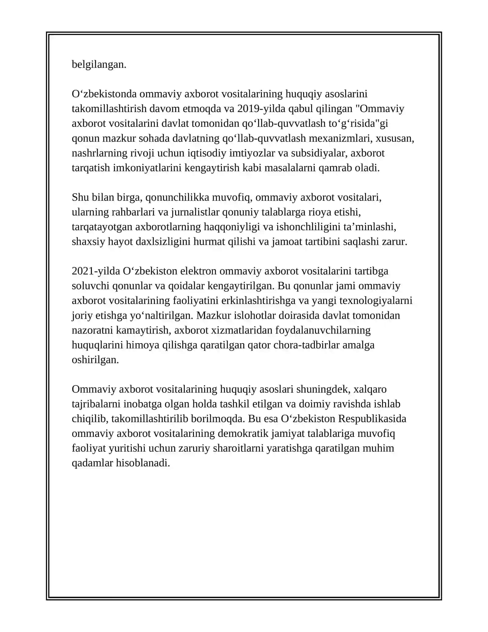 Ommaviy axborot vositalarining faoliyati 4