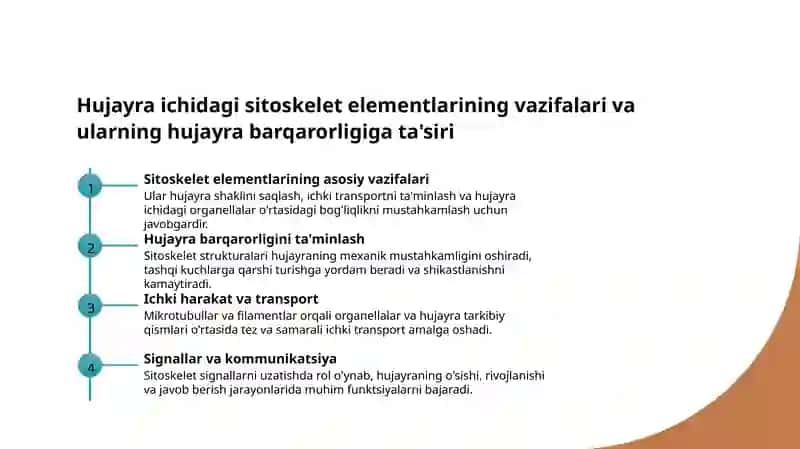 Hujayra sitoskeletining strukturaviy va funksional tashkil etilishi 4