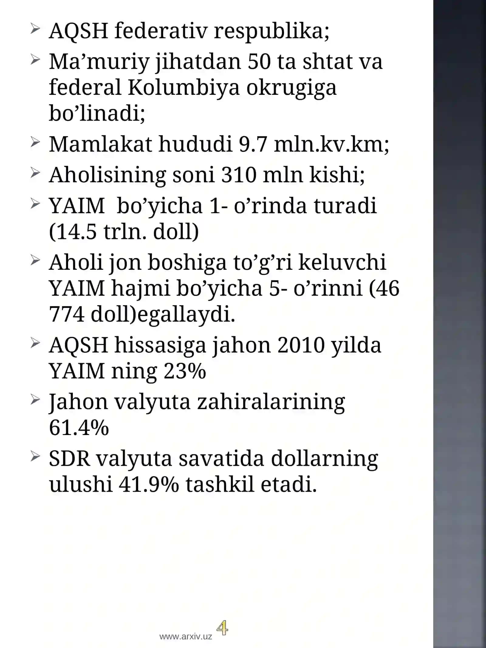 Amerika qo’shma shtatlari iqtisodiyoti 4
