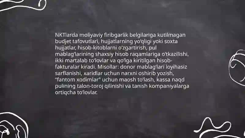 NKTlarda firibgarlik risklari, ularni aniqlash va oldini olish 4