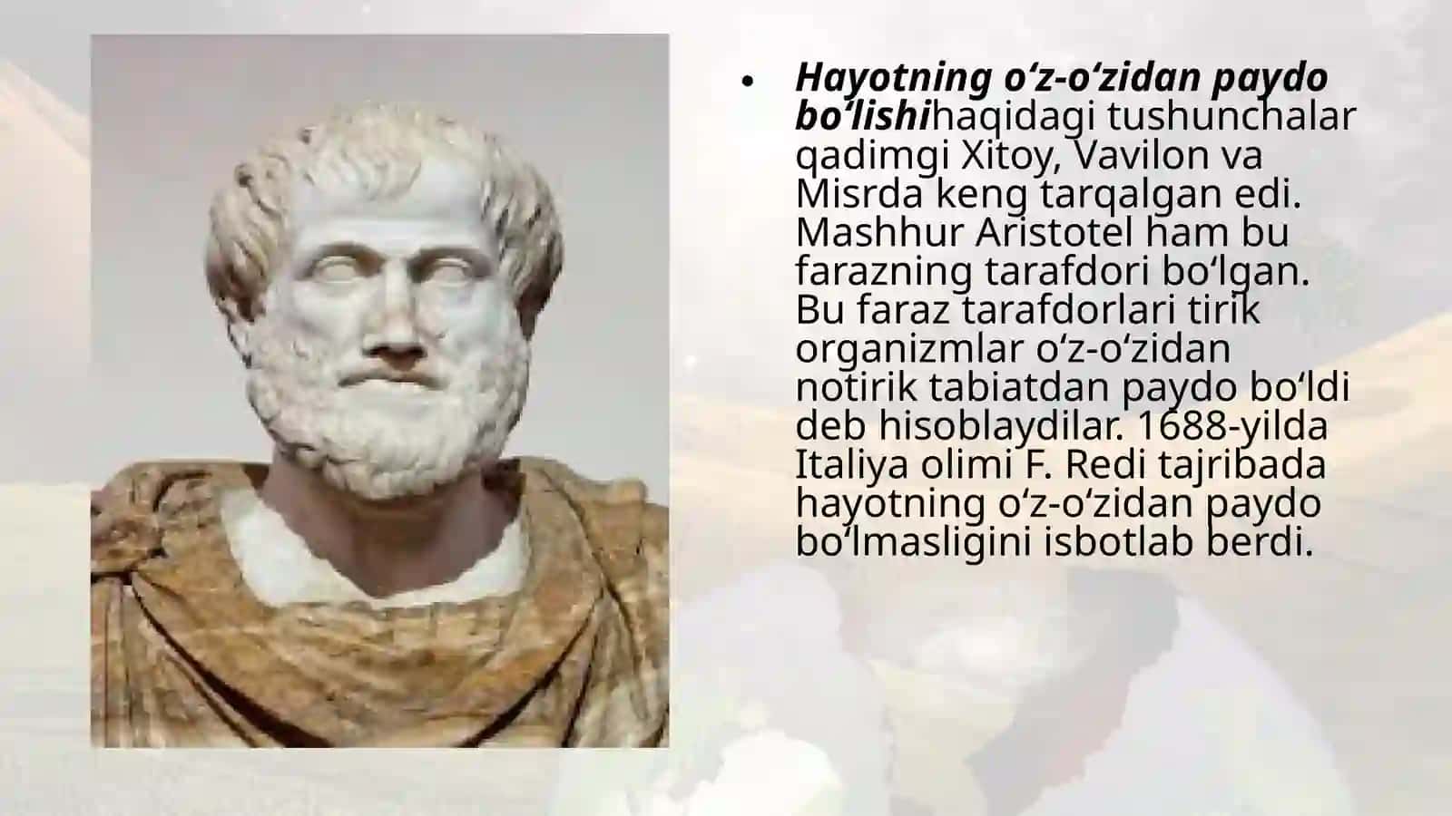 YERDA HAYOTNI PAYDOBOʻLISHIHAQIDAGI NAZARIYALAR 4