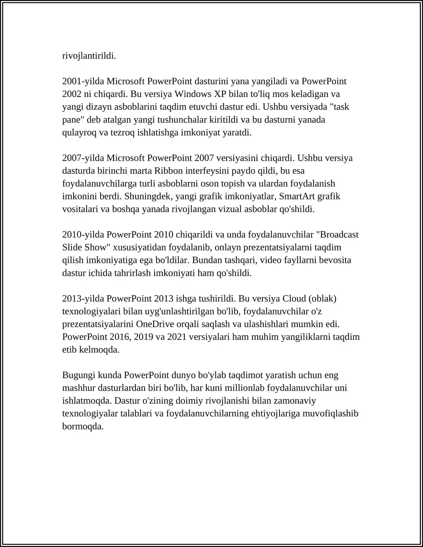 MS POWER POINTNING DASTURIY TA'MINOTI VA UNING KENG IMKONIYATLARI 4
