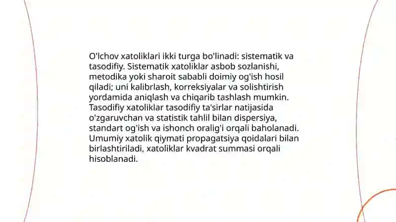 Xatoliklar qiymatini hisoblab chiqish 4