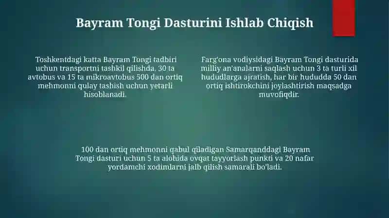 Katta Guruhlarda Bayram Tonglarini Tashkil Qilish 4