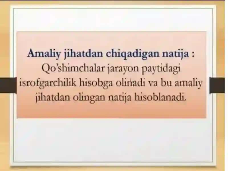 Mahsulot chiqish unumini hisoblashga doir masalalar yechish 4