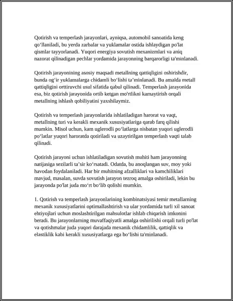 TERMIK ISHLASH USULLARI, TEXNOLOGIYALARI 4