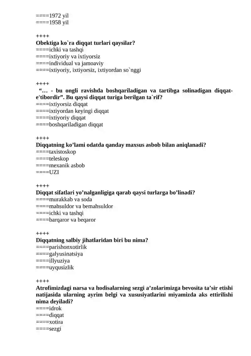 UMUMIY PSIXOLOGIYA test 4