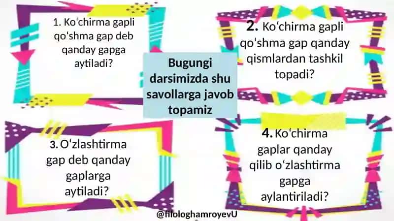 KO’CHIRMA GAP VA O`ZLASHTIRMA GAP 4