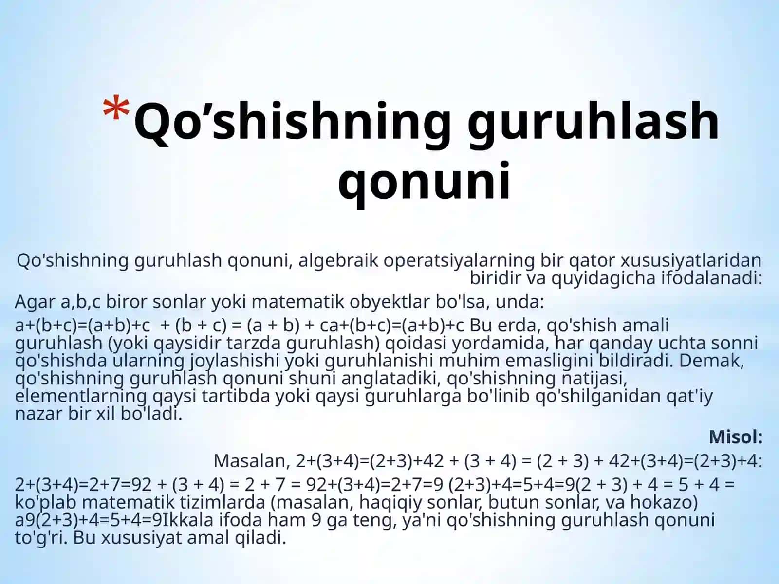 QO’SHISH QONUNLARI 4