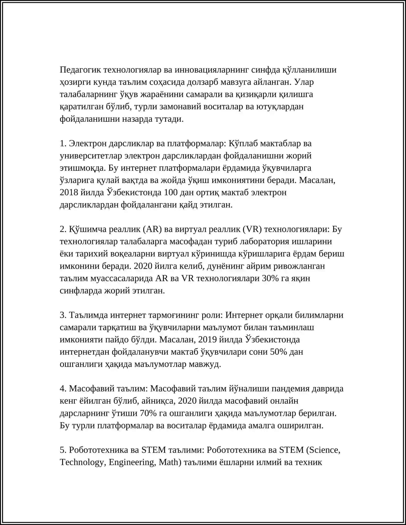 ИЛҐОР НОВАТОР ПЕДАГОГЛАРНИНГ ИШ ТАЖРИБАСИНИ УРГАНИШ 4