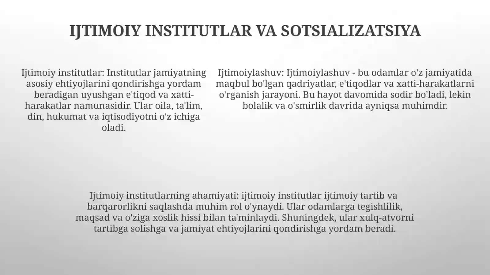Jamiyat Hayotida Sotsial Institutlarning OʻRni Va RoʻLi 4