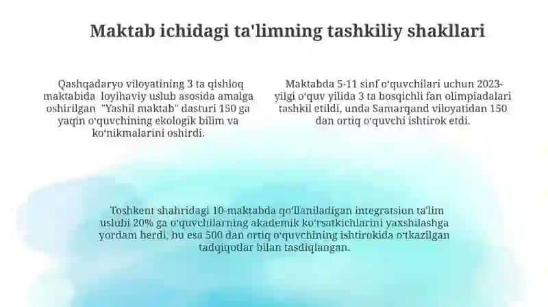 Sinfdan va maktabdan tashqari tarbiyaviy ishlar shakli va uslublari 4