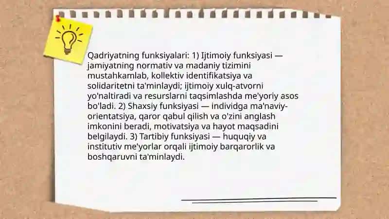 Qadriyat tushunchasining ma'nosi va uning umumiy tavsifi 4