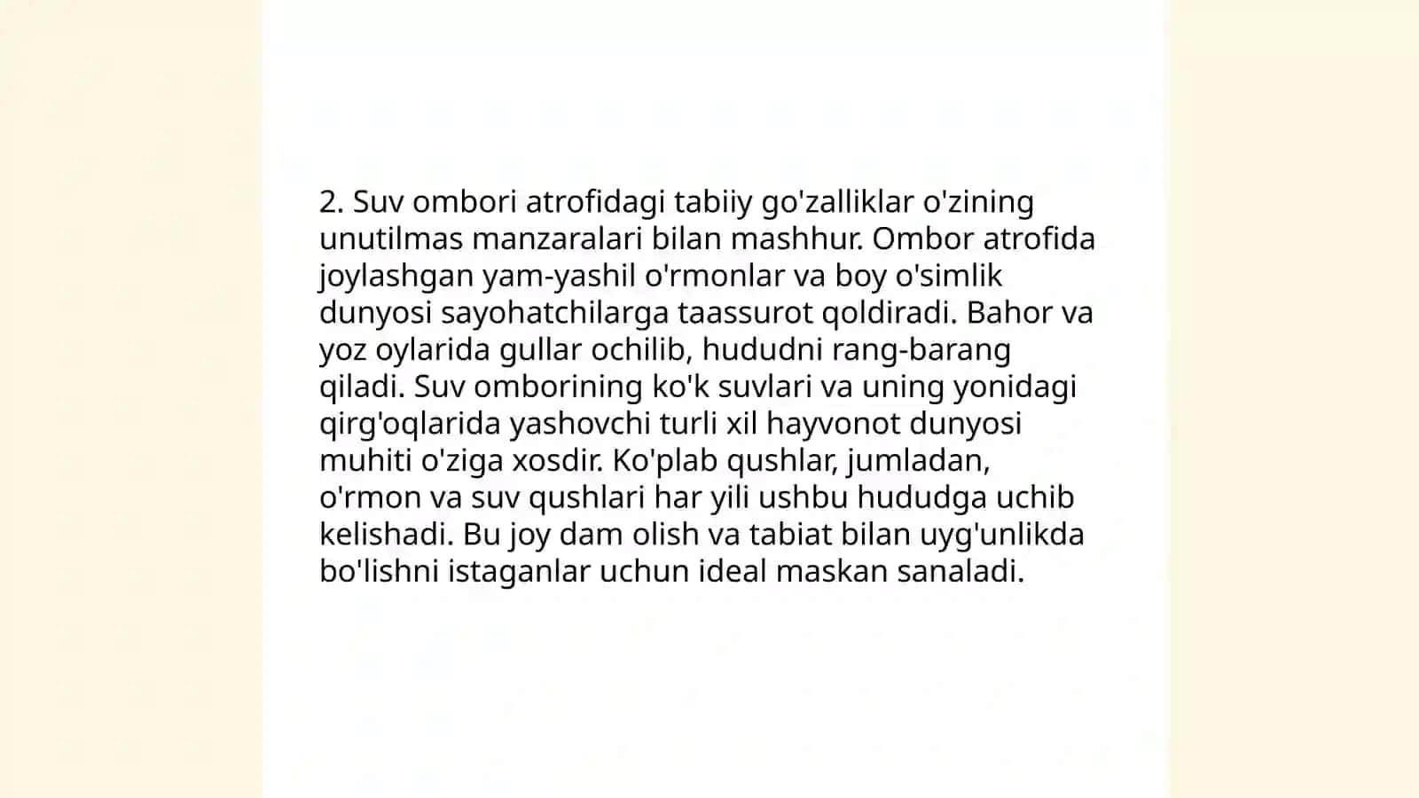 Kattaqoʻrgʻon suv ombori turizm istiqboli 4