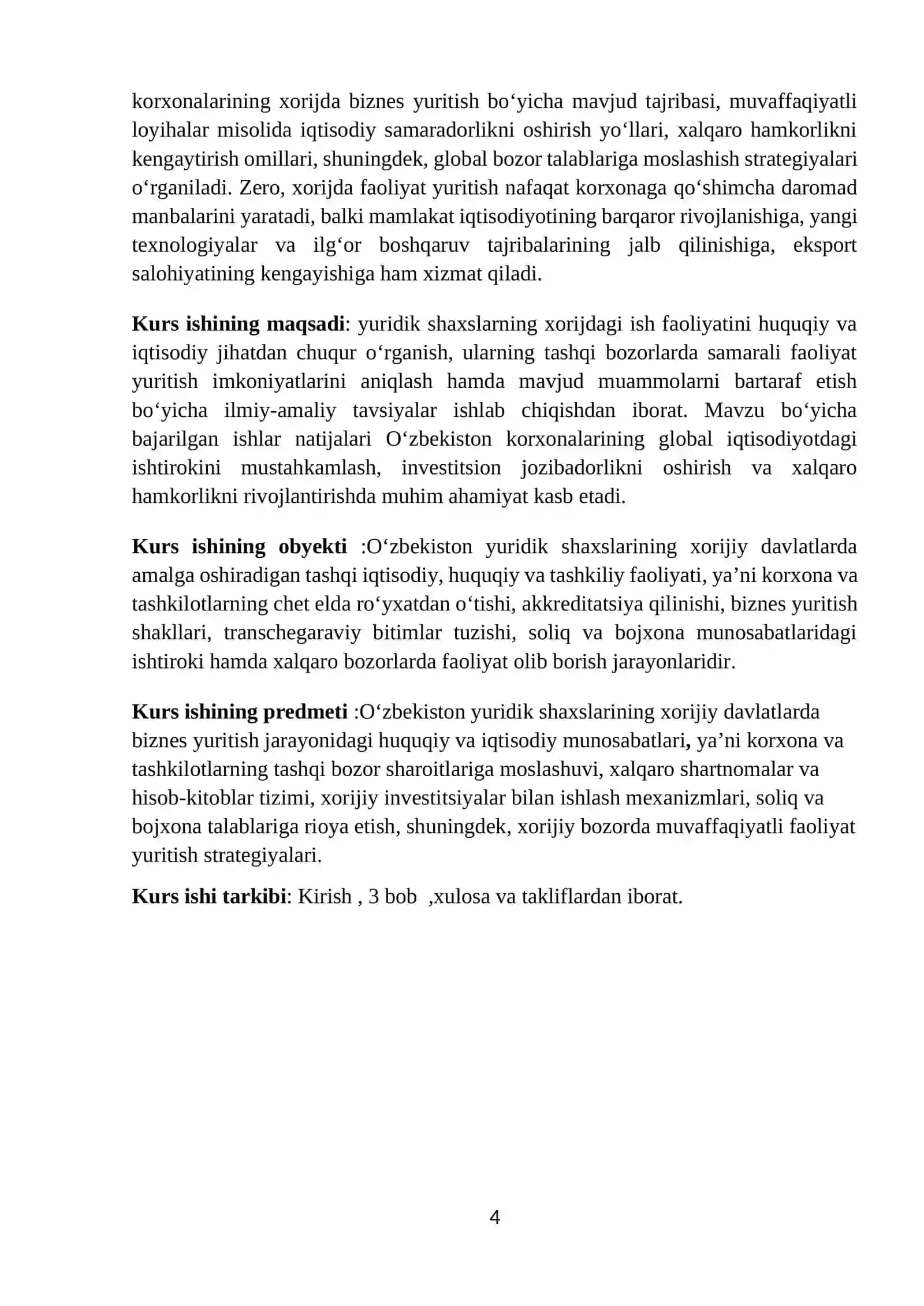 Mаvzu: Yuridik shaxslarning xorijdagi ish faoliyati 4