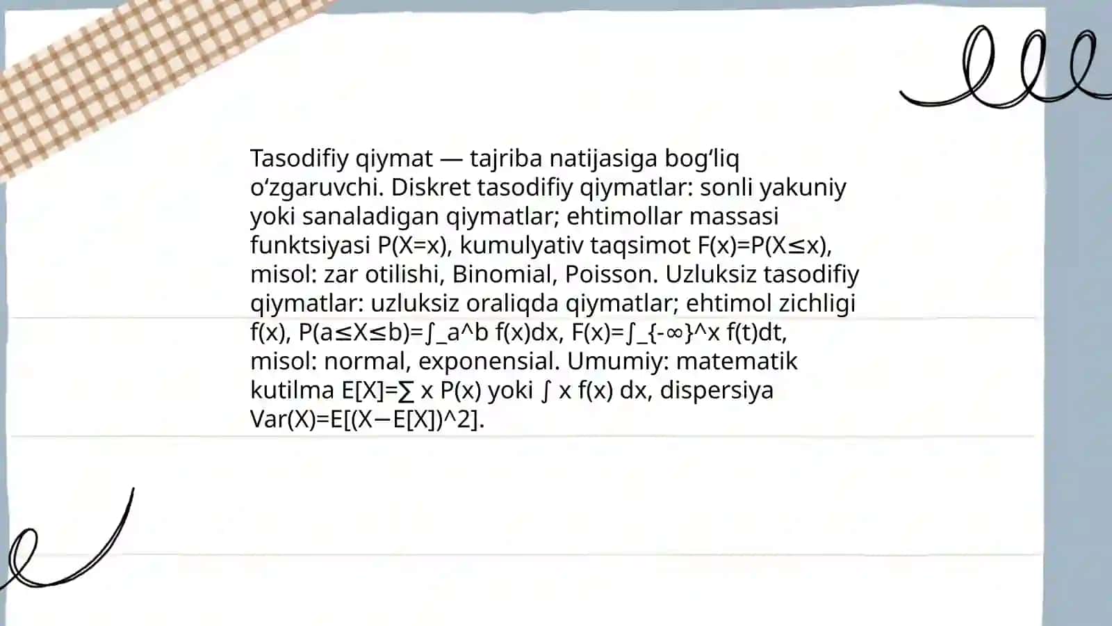 Tasodifiy qiymatlar va hodisalar 4