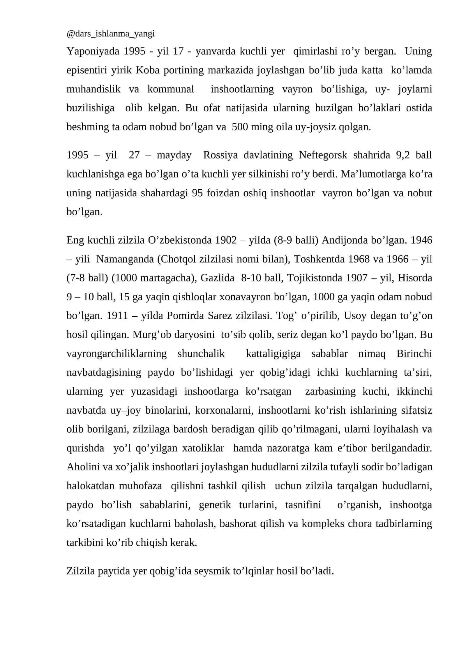 Tabiiy xavfli hodisalar va ularning turlari 4