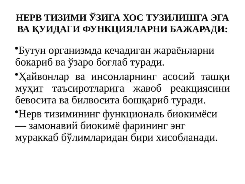 Марказий ва периферик тизим биокимёси 4