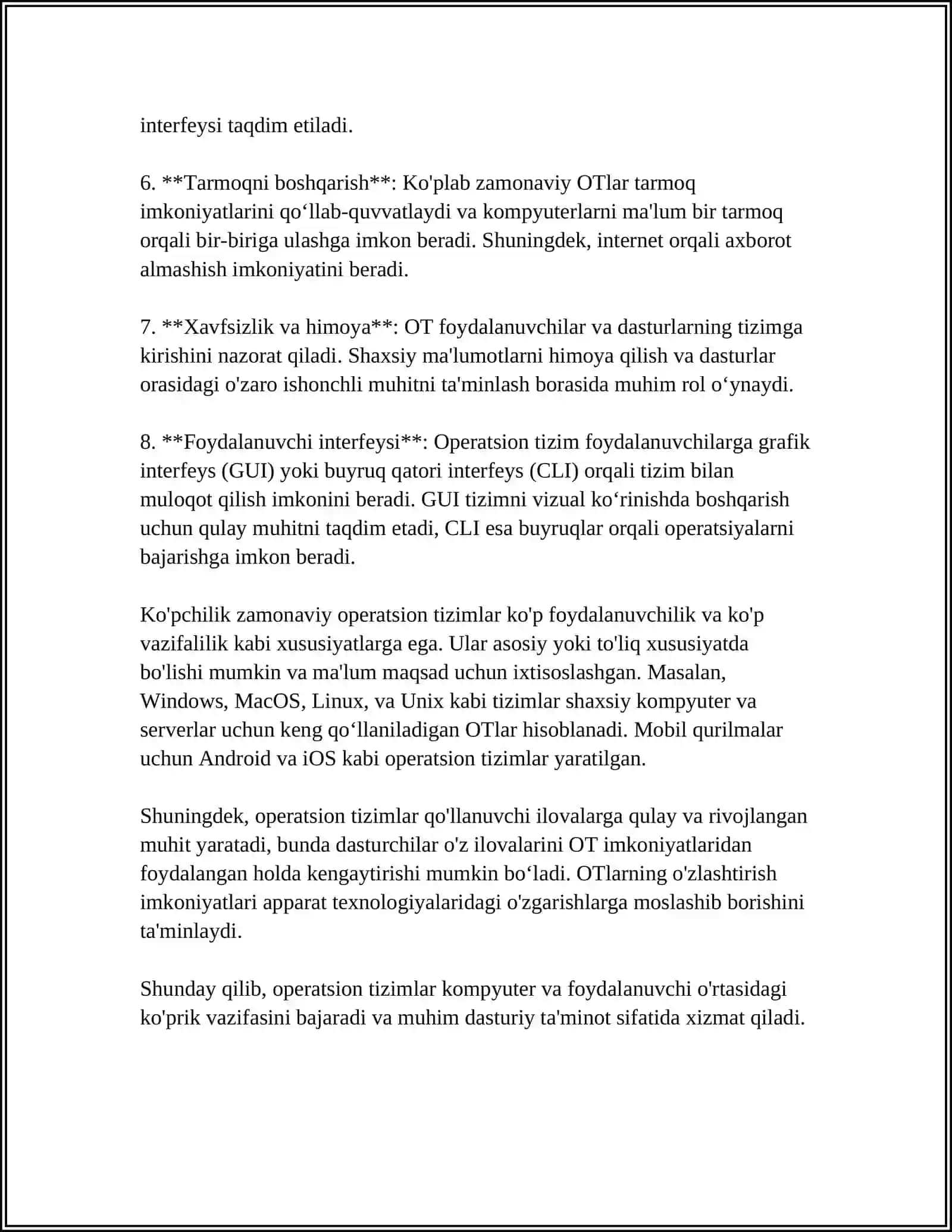 ZAMONAVIY OPERATSION TIZIMLARNING QIYOSIY TAHLILI 4