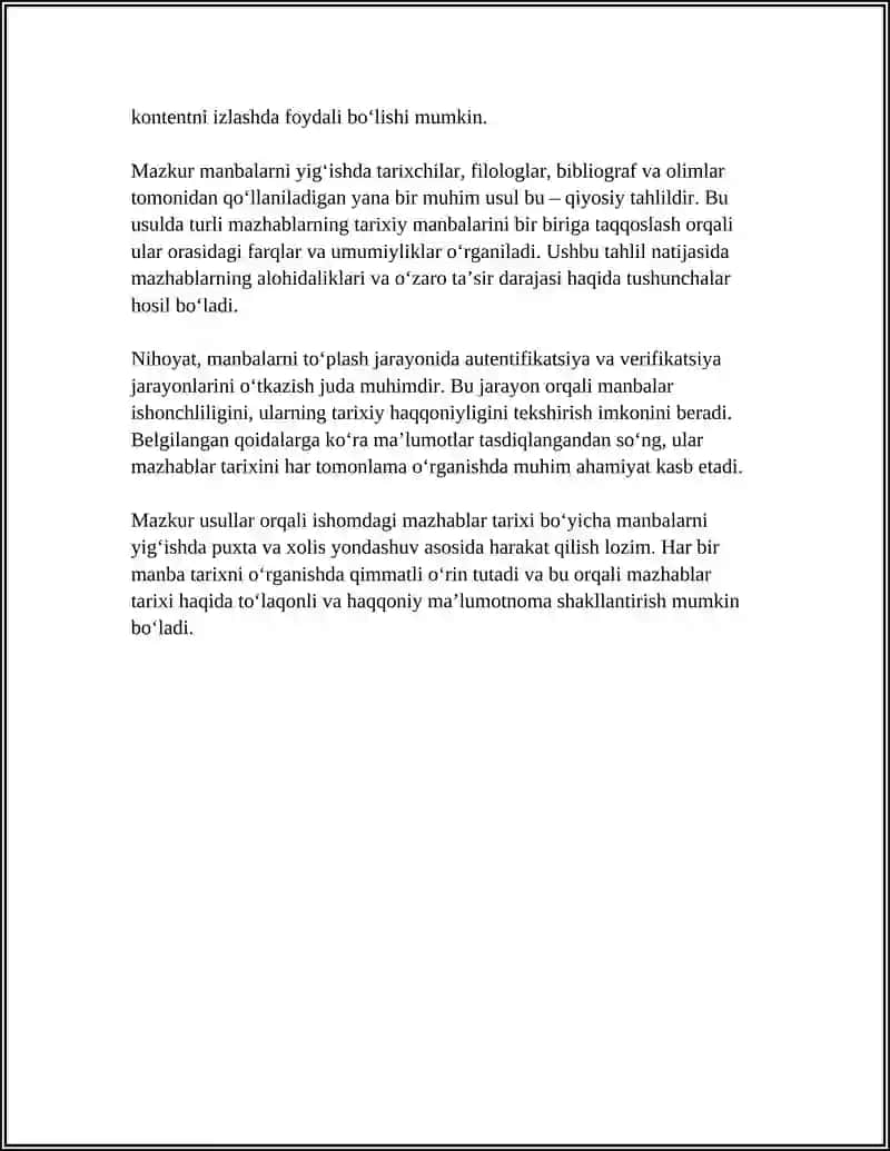 ISLOMDAGI MAZHABLAR TARIXIDAN TARIXIY MALUMOTNOMA TOPLASH 4