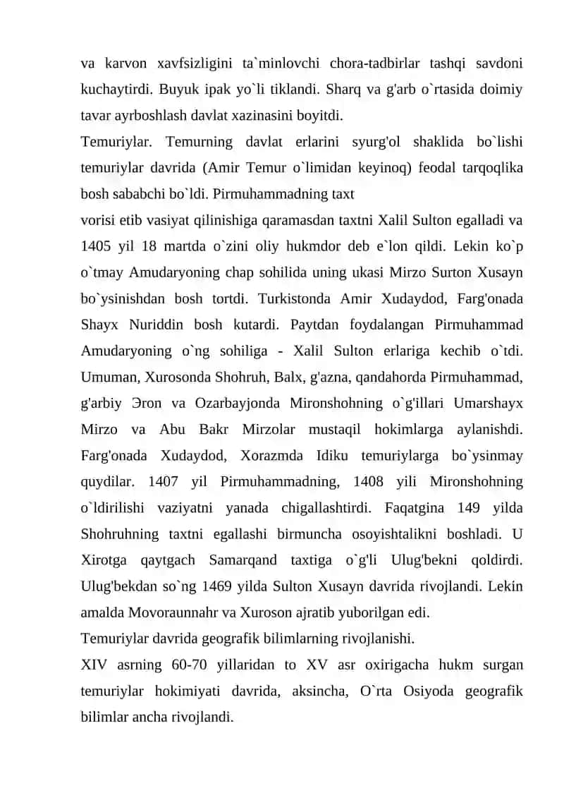 AMIR TEMUR VA TEMURIYLAR DAVRI TARIXIY GEOGRAFIYASI 4
