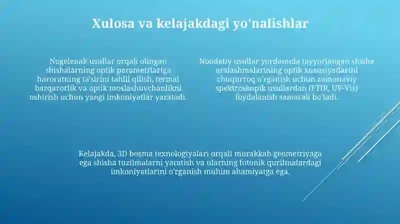Shishaning optik xususiyatlarini o’rganish 4