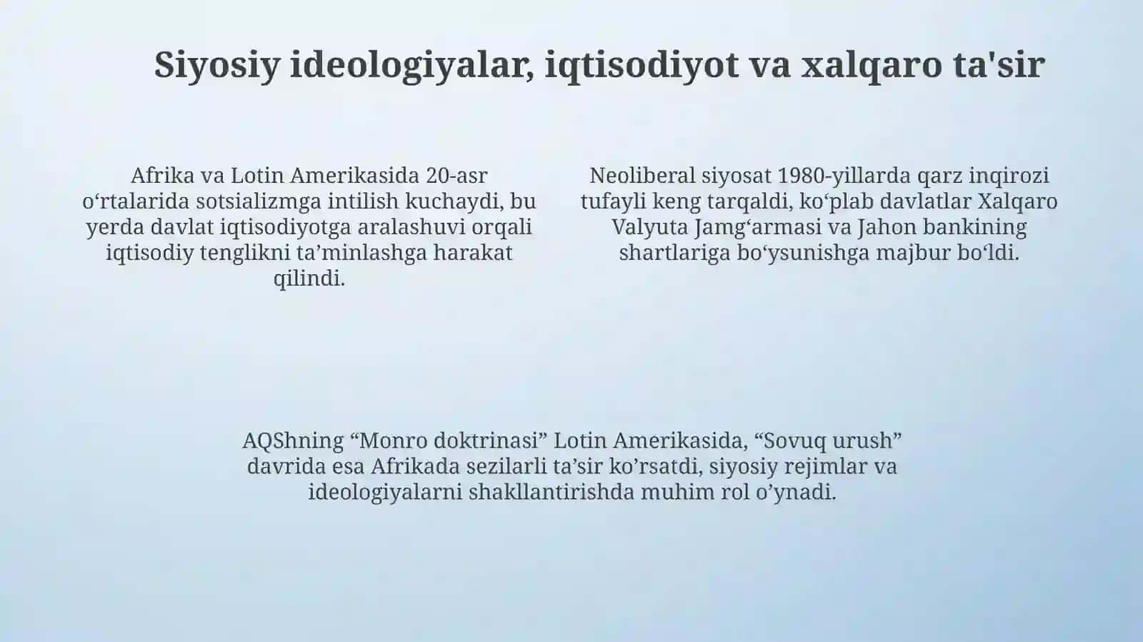 Afrika va Lotin Amerikasi mamlakatlari siyosiy yoʻnalishlari 4