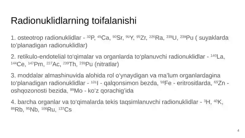 Radionuklidlarning organizmda kinetikasi 4
