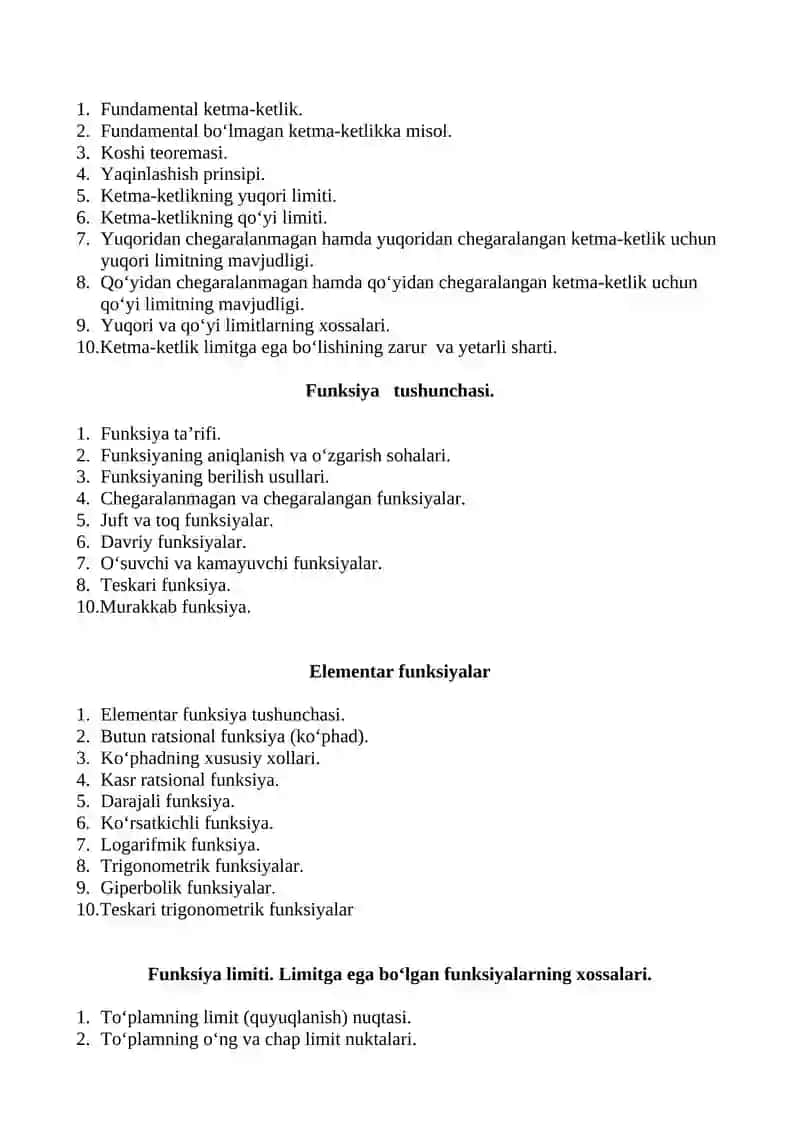 Matematik tahlil I kurs 4