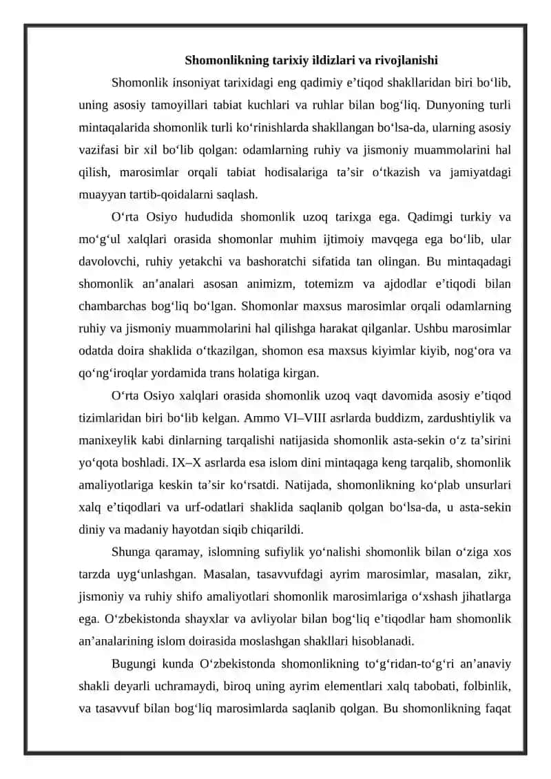 Oʻzbekistonda shomonlikning zamonaviy koʻrinishi 4