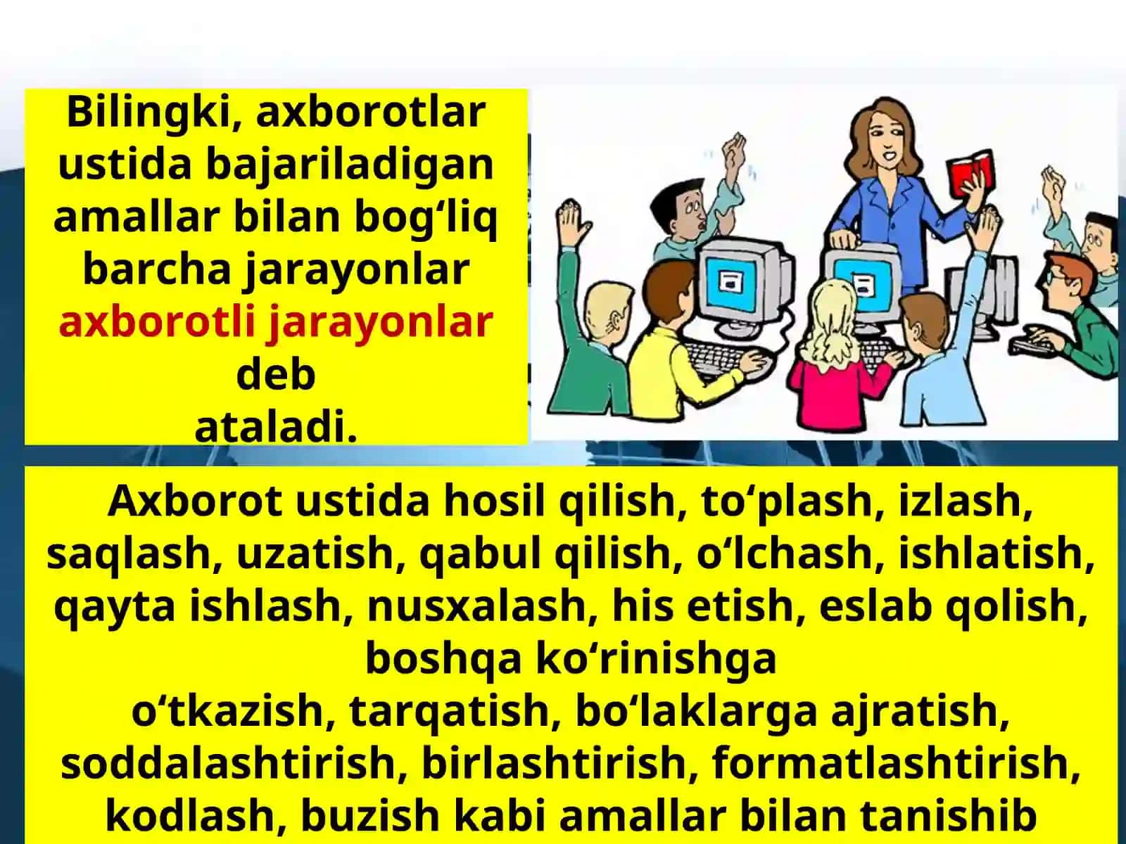 7-sinf Informatika Axborotlar ustida bajariladigan amallar 4