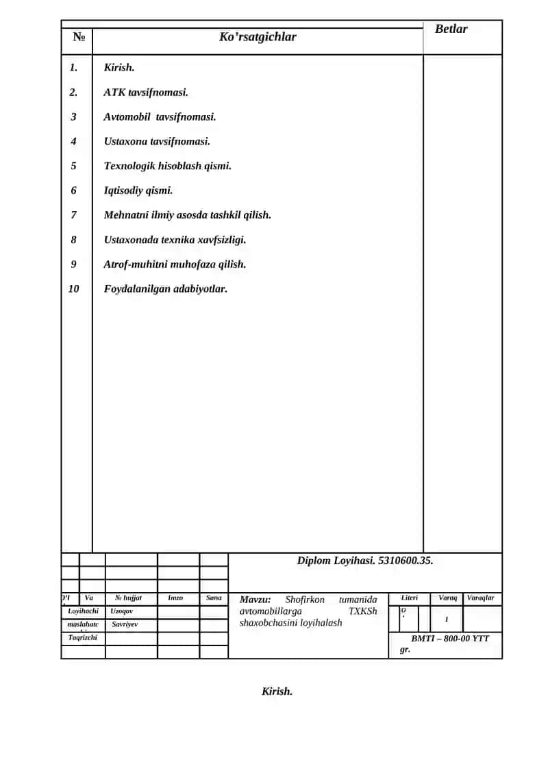 BUXORO MUHANDISLIK-TEXNOLOGIYA INSTITUTI "YER USTI TRANSPORT TIZIMLARI" fakulteti 4
