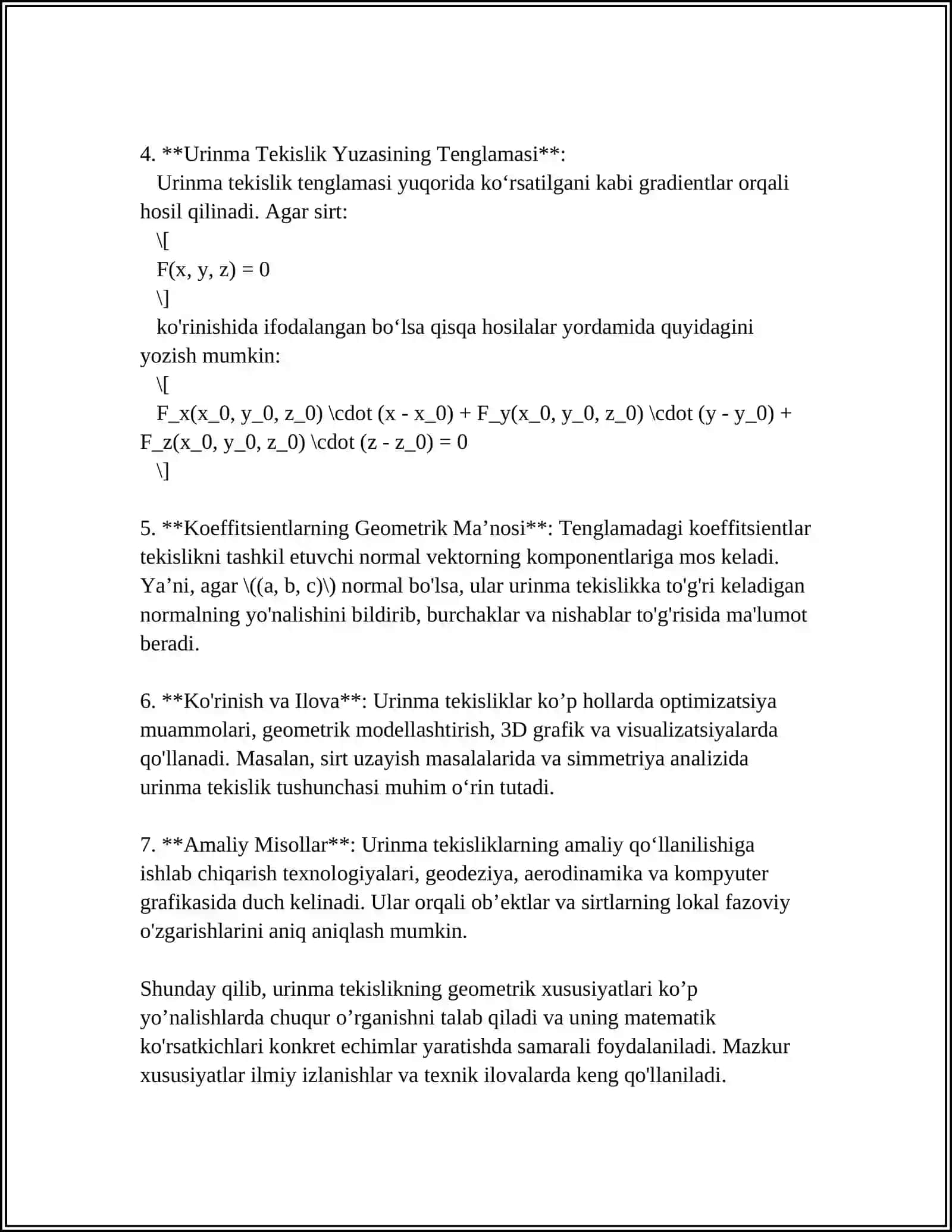 URINMA TEKISLIKNING GEOMETRIK XUSUSIYATLARI 4
