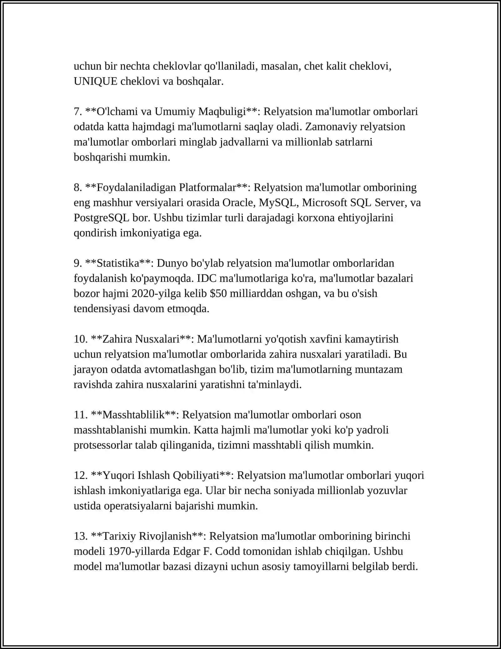 RELYATSION MA'LUMOTLAR OMBORINI DASTURLASH TEXNOLOGIYALARI 4
