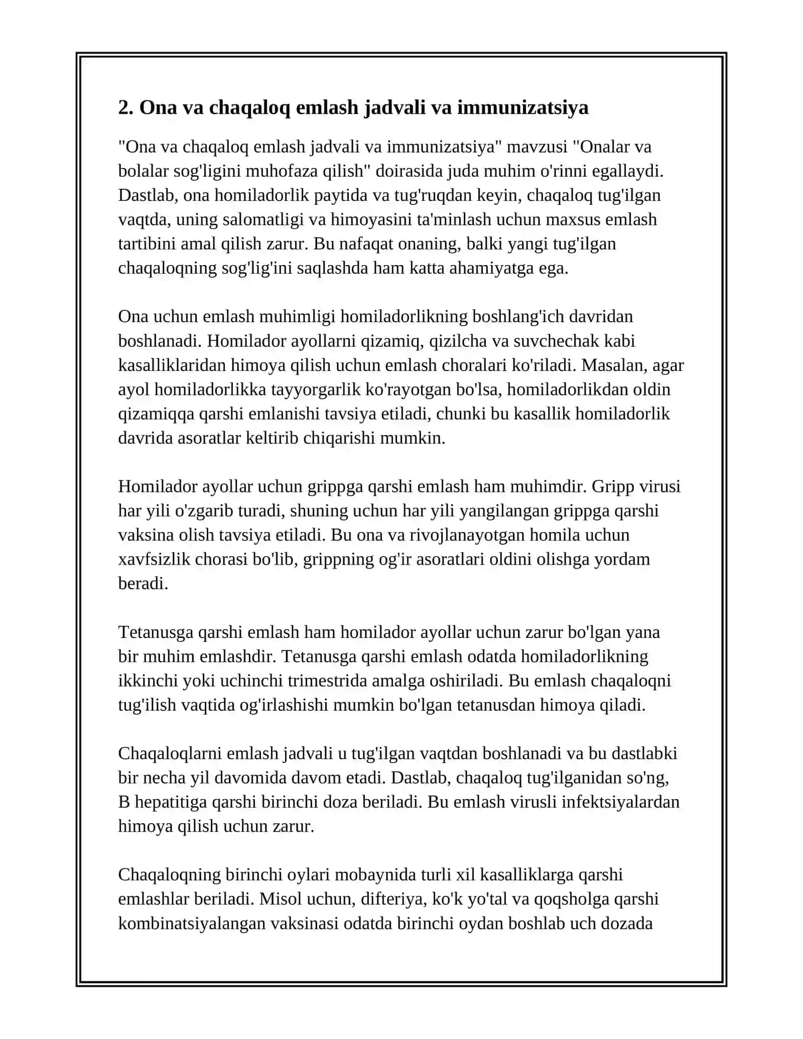 ONALAR VA BOLALAR SOG'LIGINI MUHOFAZA QILISH 4