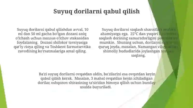 Dori vositalarini qo'llash usullari 4