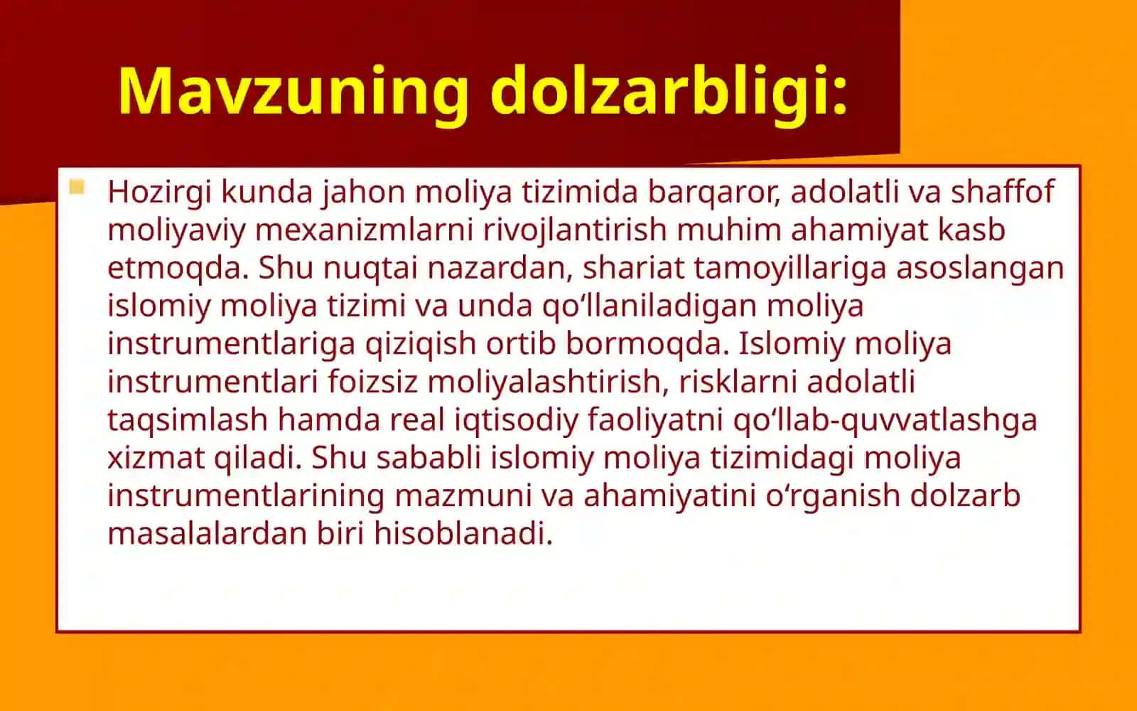 Islomiy moliya tizimida islom moliya instrumentlari 4