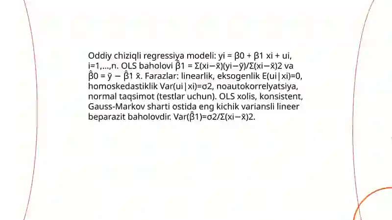 Ekonometrik modellashtirish asoslari 4