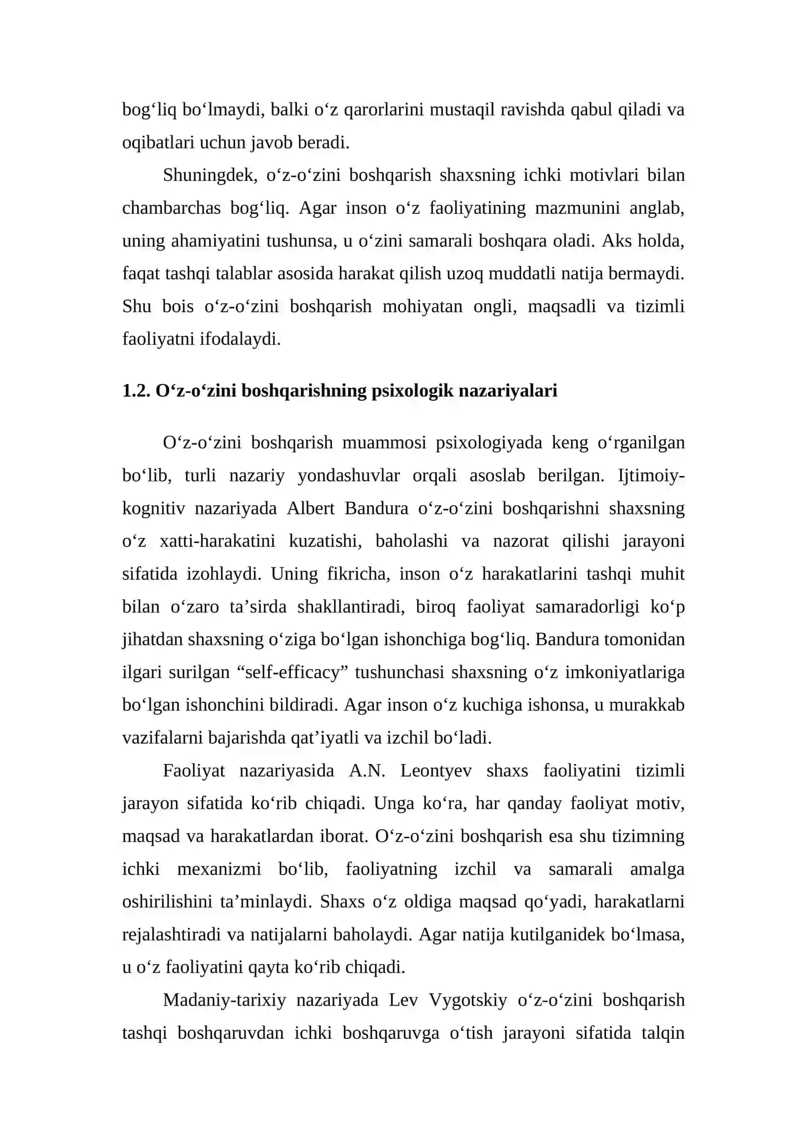 O’zini o’zi boshqarish praktikumi 4