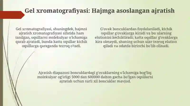 Oqsillarning tozalash usullari 4