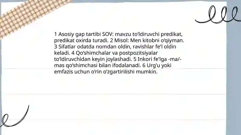 Gap bo'laklari tartibi 4