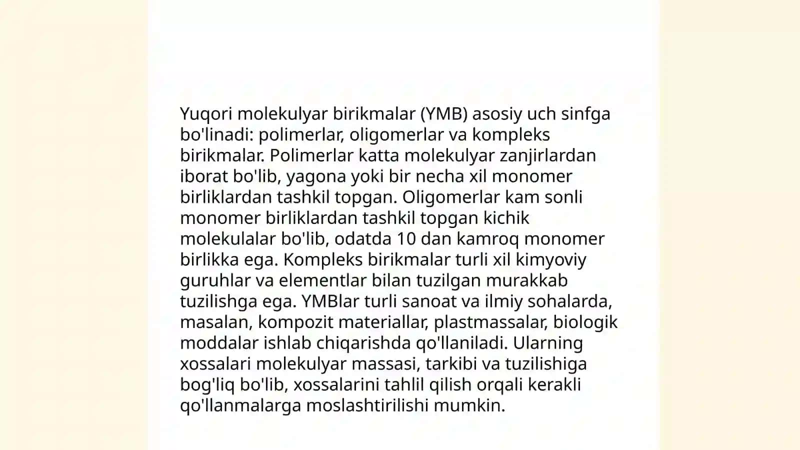 Yuqori molekular birikmalar 4