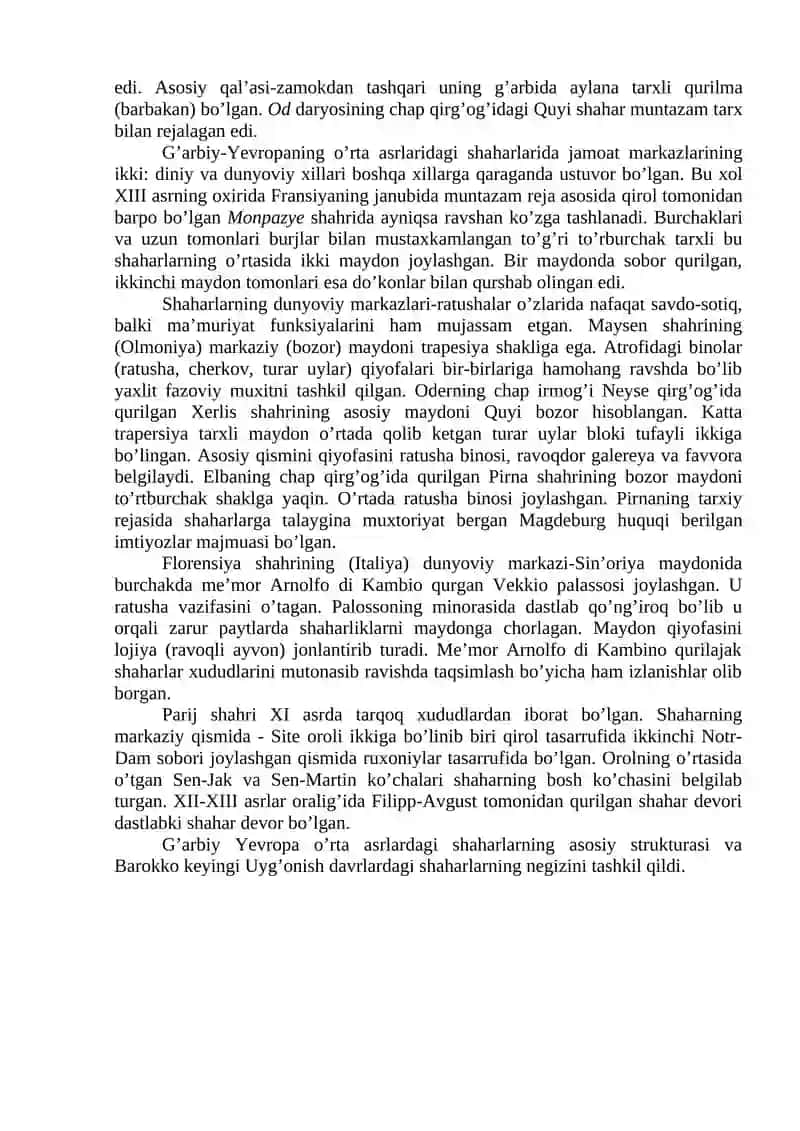 O‘rta asrlar shaharsozligi (V-XV asr) 4