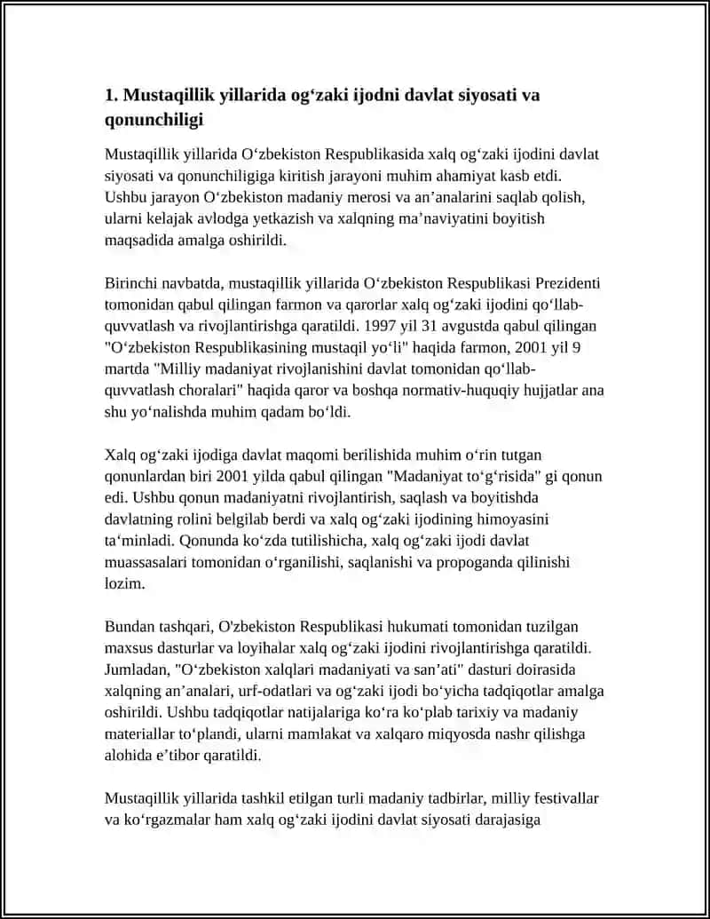 MUSTAQILLIK YILLARIDA XALQ OGʻZAKI IJODINING DAVLAT MAQOMIGA ERISHISHI 4