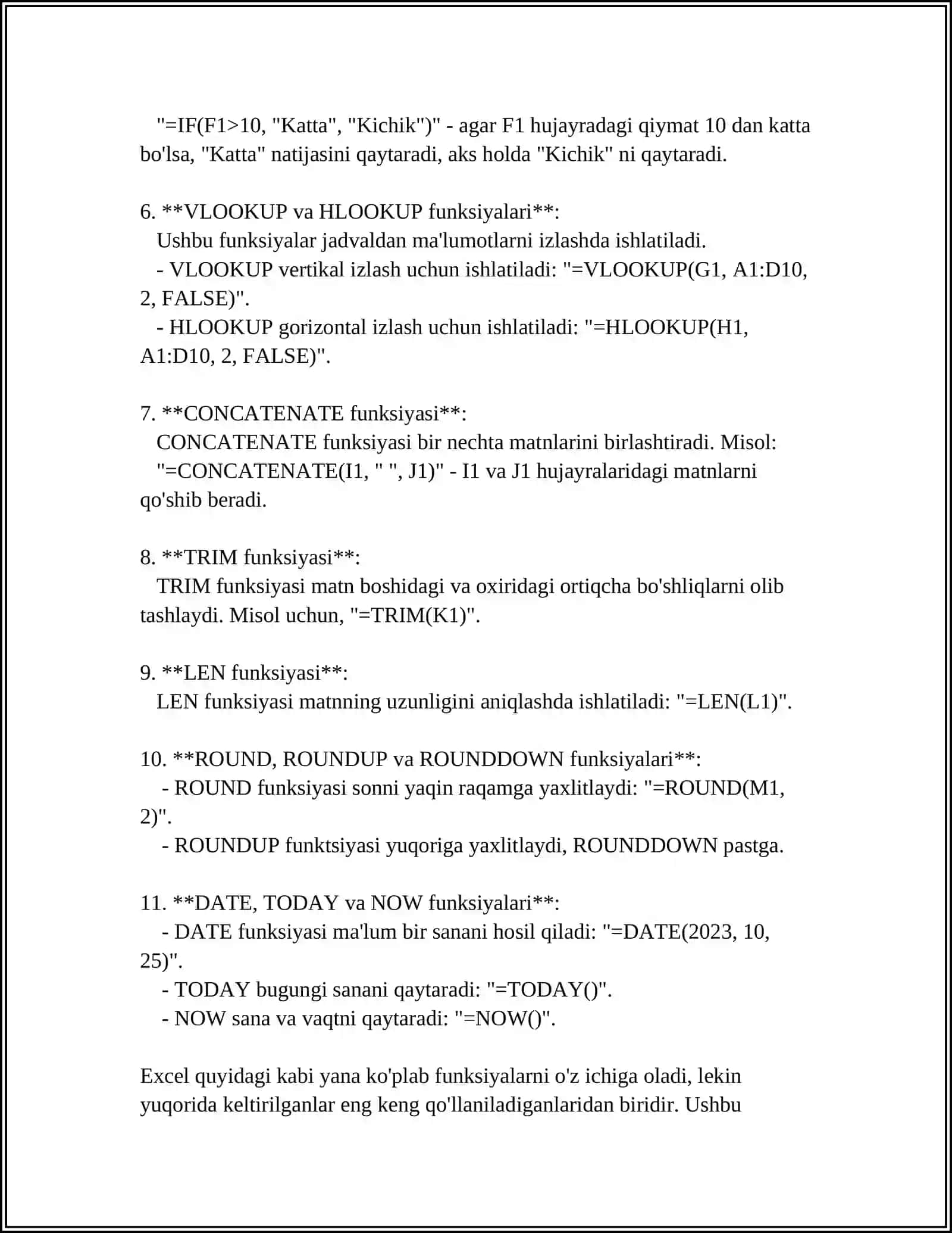 EXCEL DASTURIDA TURLI HISOBOTLAR TAYYORLASH 4