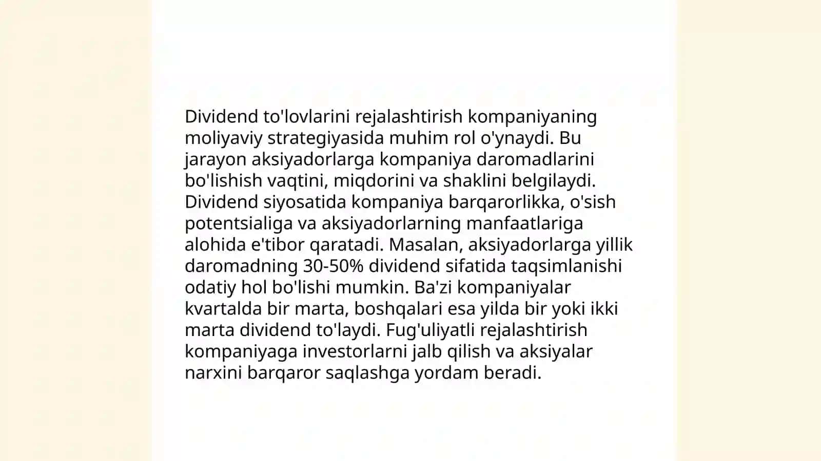 Dividend siyosati va ichki moliyalashtirish 4